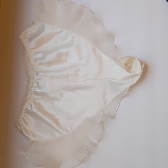 White satin, lace, and sequin tap pants-sz P - Picture 2 of 3